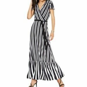 INC International Concepts Black and White Striped Maxi Dress